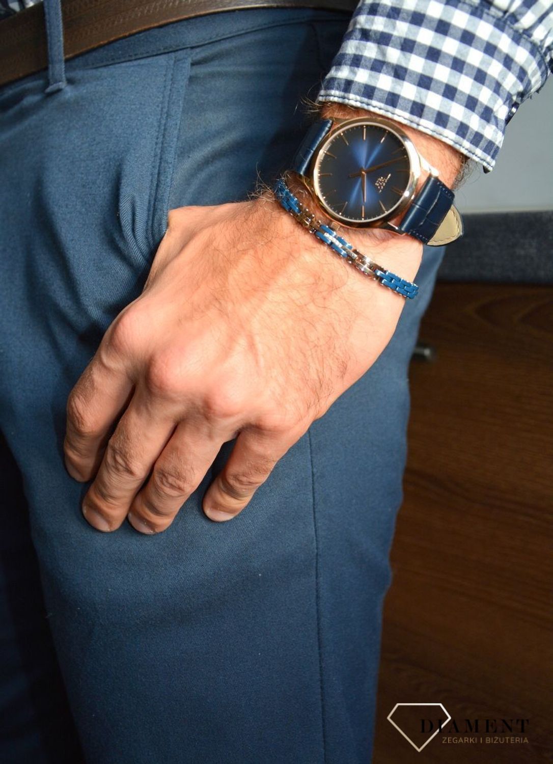 Bransoletka męska niebieska z różowym złotem, stalowa Nominati 028302 005 ✓ bransoletki męskie ✓ Akcesoria męskie ✓ prezent dla faceta✓ Bransoletki Nomination.jpg